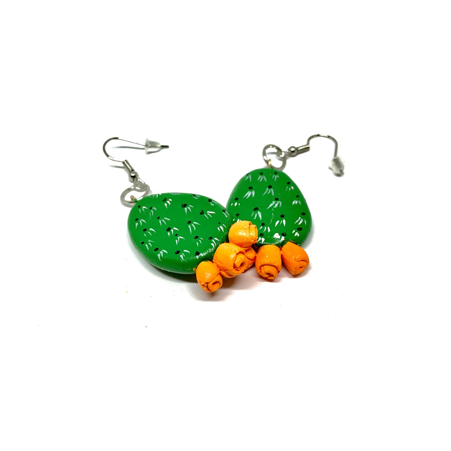 Cactus earrings. Handmade hand painted clay cactus earrings. Mexican jewelry by Fridamaniacs Frida Kahlo inspired Mexico Folk art. Wearable art accessories from Claywelry™