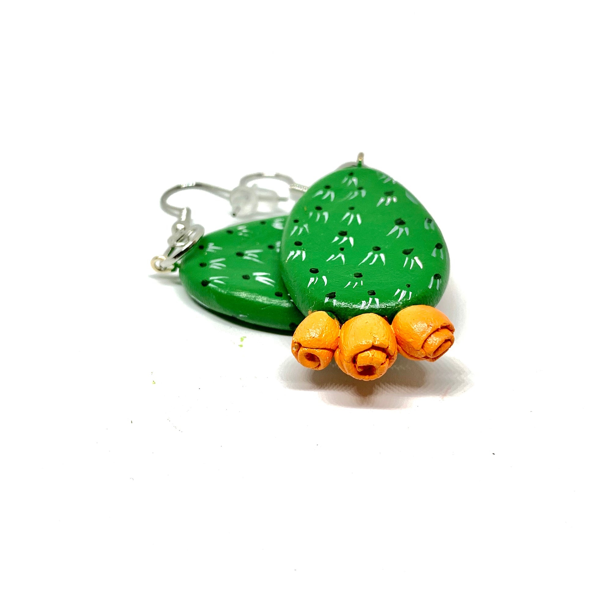 Cactus earrings. Handmade hand painted clay cactus earrings. Mexican jewelry by Fridamaniacs Frida Kahlo inspired Mexico Folk art. Wearable art accessories from Claywelry™