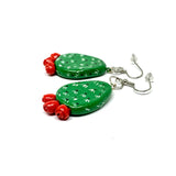 Cactus earrings. Handmade hand painted clay cactus earrings. Mexican jewelry nopal aretes hechos de barro y pintados a mano por artesanos Mexicanos. Fridamaniacs: Frida Kahlo inspired jewelry and accessories