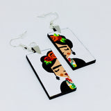 Frida earrings: Frida Kahlo inspired handpaied wooden earrings. Mexican jewelry by Fridamaniacs