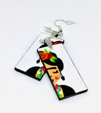 Frida earrings: Frida Kahlo inspired handpaied wooden earrings. Mexican jewelry by Fridamaniacs