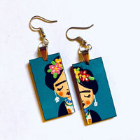 Frida Earrings. Frida Kahlo inspired hand painted floral earrings. Mexican jewelry by Fridamaniacs