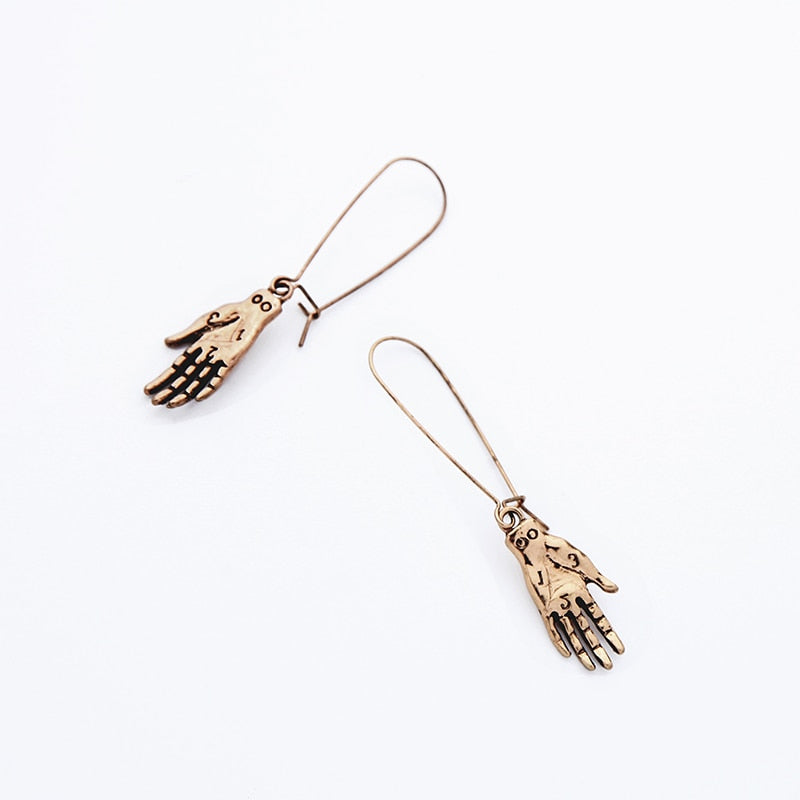 Frida Kahlo hand earrings gold antique rustic mexican jewelry fridamania fridalovers women girls gift idea