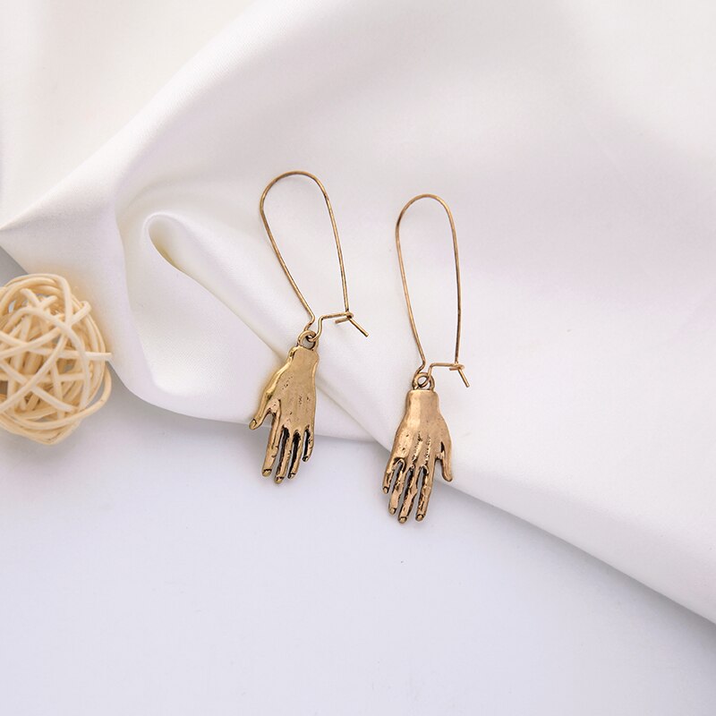 Frida Kahlo hand earrings gold antique rustic mexican jewelry fridamania fridalovers women girls gift idea
