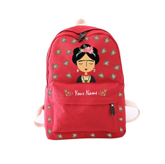 Personalized Frida Kahlo Hand Painted Backpack - Frida Kahlo Bag