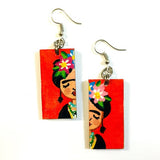 Frida Earrings- Reddish-Orange Floral