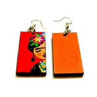 Frida Earrings- Reddish-Orange Floral