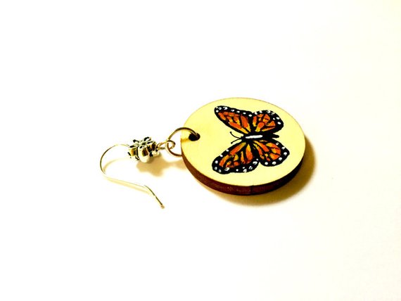 Butterfly Handpainted Earrings, mexican jewelry, frida kahlo inspired