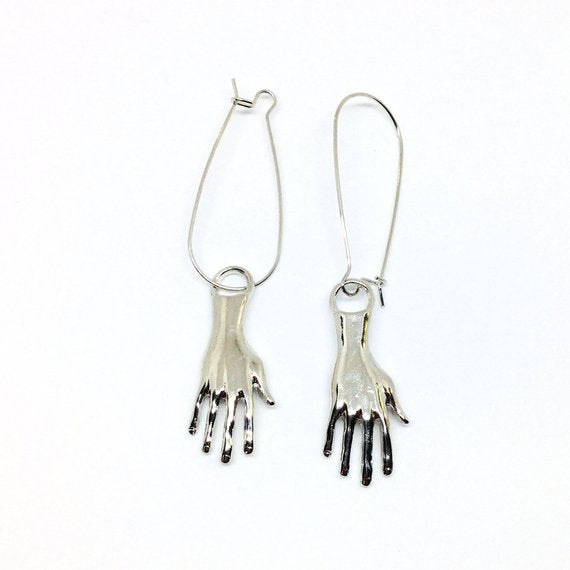 Frida Kahlo Hand Earrings. Mexican silver jewelry