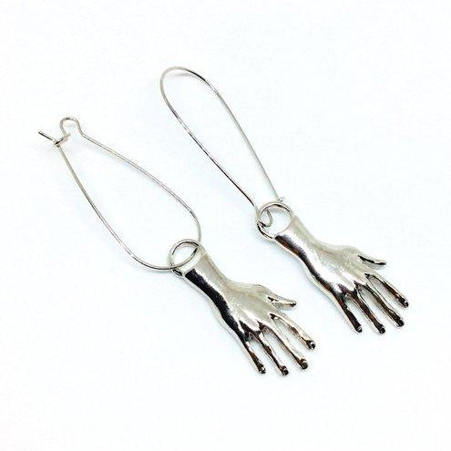 Frida Kahlo Hand Earrings. Mexican silver jewelry.