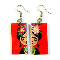 Frida Earrings- Reddish-Orange Floral