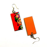 Frida Earrings- Reddish-Orange Floral
