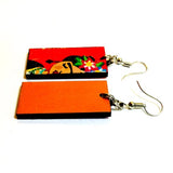 Frida Earrings- Reddish-Orange Floral