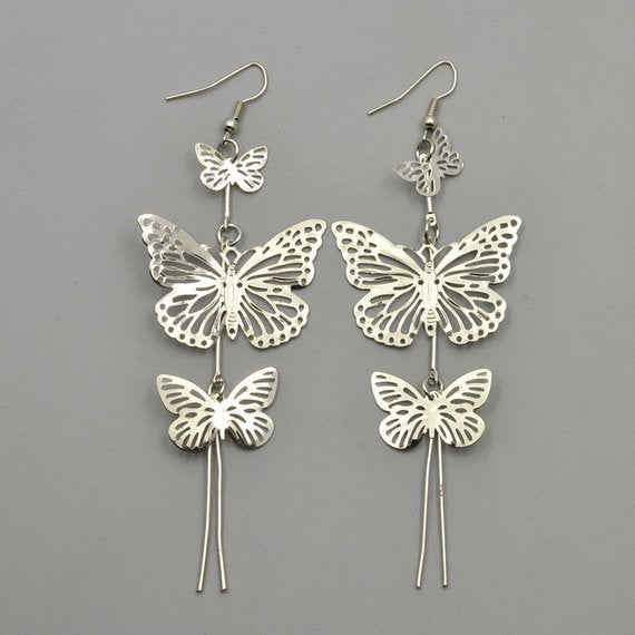 Hollow silver butterfly earrings Mexican Jewelry and accessories