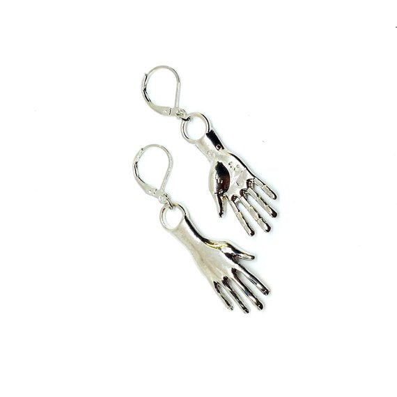 Hand Earrings. Frida Kahlo inspired Mexican silver jewelry. 