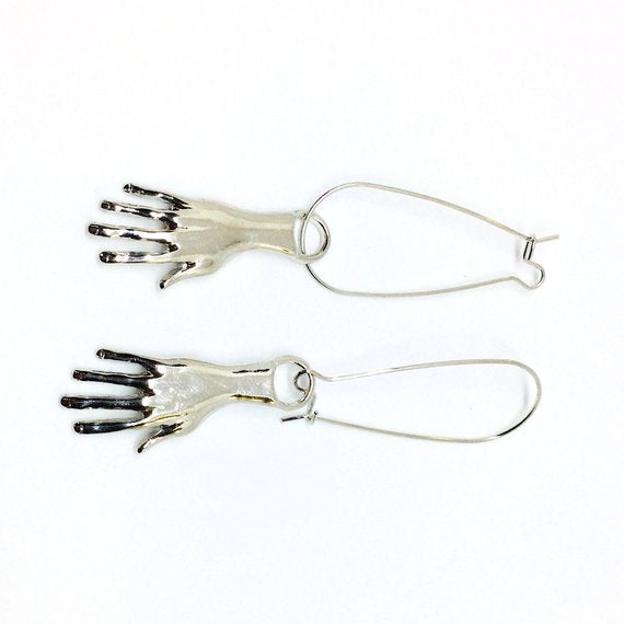 Frida Kahlo Hand Earrings. Mexican silver jewelry