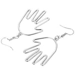 Hand earrings silver tone Mexican Jewelry inspired by Frida Kahlo Mexico Folk Art. Hollow hands.
