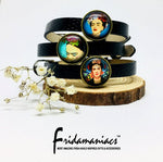 Frida Kahlo leather Bracelet set for girls. Cool gift idea for fridamaniacs and fridalovers. Adjustable cute Mexican jewelry