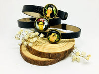 Frida Kahlo Bracelet set made of leather and mexican artist portraits. Mexico jewelry accessories