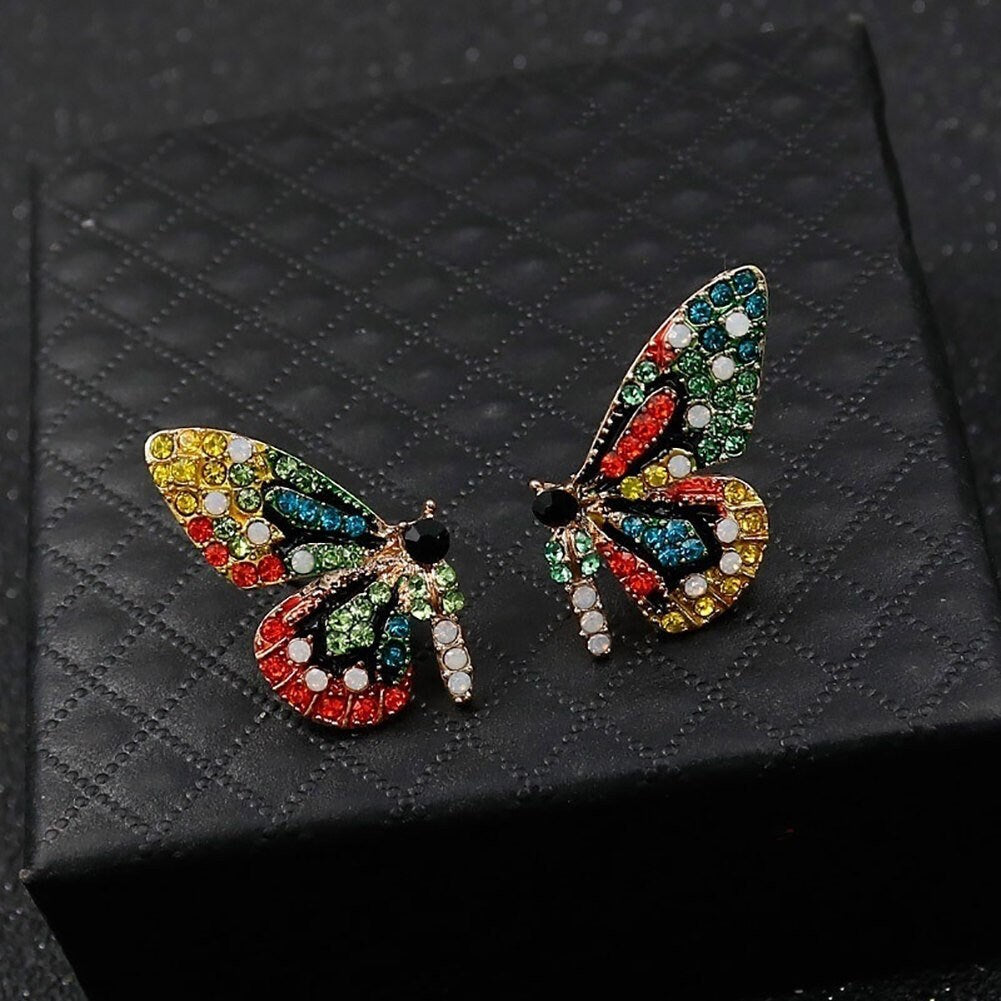 Butterfly Earrings Multicolor Rhine Stone Butterfly Stud Earrings Mexican Jewelry Frida Jewelry FridaFans Aretes Mariposa Girl Birthday Gift