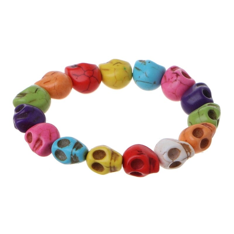 Skull Bracelet Set, Skull Beads Bracelets, Black skull Bracelet, Beige Skull Bracelet, Multicolor Skull Bracelet, Mexican Jewelry, Calaveras