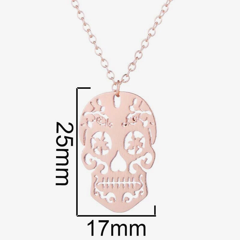 Rose Gold Skull Pendant and Necklace, Skull Pendant, Sugar Skull Mexican Jewelry, Antique skull Pendant, Women Skull Jewelry, Calavera Dije