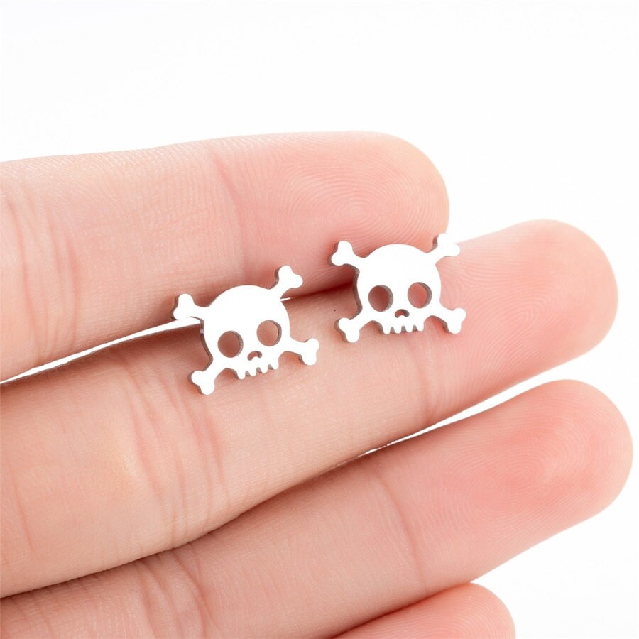 Mini Skull Earrings, Silver Skull Earrings, Gold Skull Earrings, Black Skull Earrings, Rose Gold Skull Earrings, Women Skull Stud Earrings