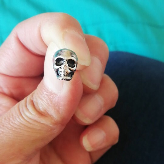 Rustic Silver Skull Stud Earrings for Women and Men Casual Outfit Rock Punk Tattoo Fashion Style Halloween Day of the Dead Gift Idea Unisex