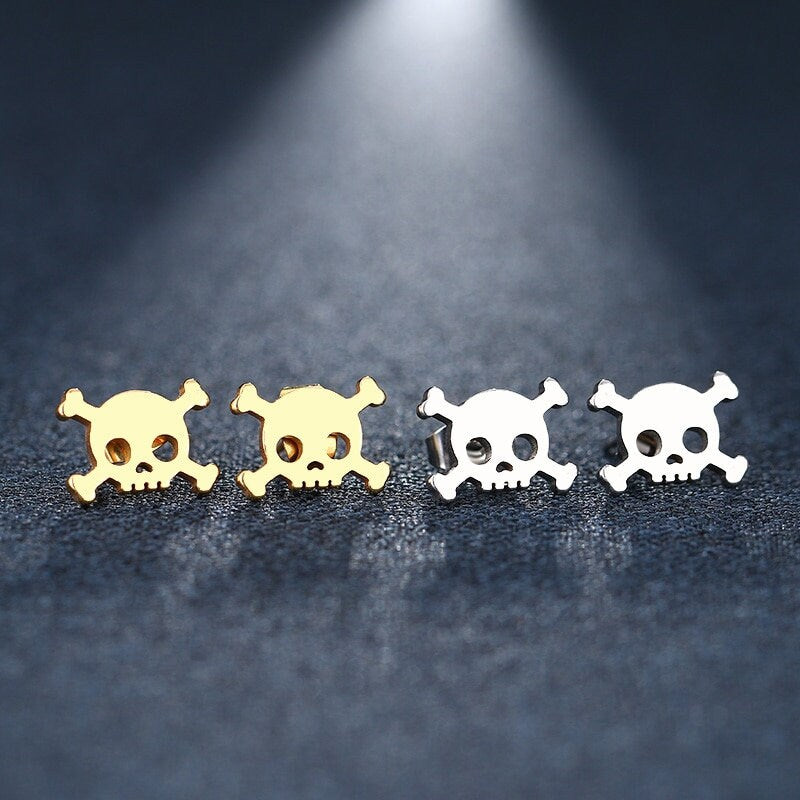 Mini Skull Earrings, Silver Skull Earrings, Gold Skull Earrings, Black Skull Earrings, Rose Gold Skull Earrings, Women Skull Stud Earrings