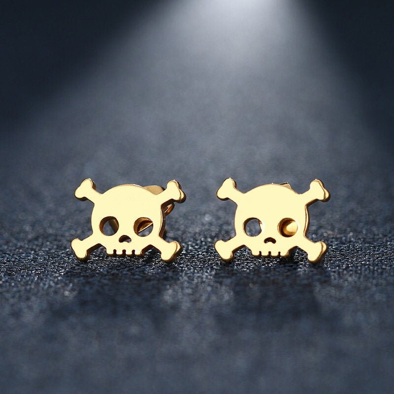 Mini Skull Earrings, Silver Skull Earrings, Gold Skull Earrings, Black Skull Earrings, Rose Gold Skull Earrings, Women Skull Stud Earrings