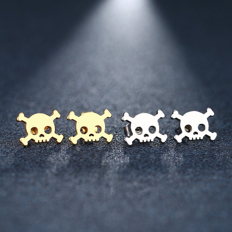 Girl Mini Skull Stud Earrings, Girl Skull Earrings, Women Stud Earrigns, Silver Skull Earrings, Gold Skull Earrings, Calavera Aretes Mujer