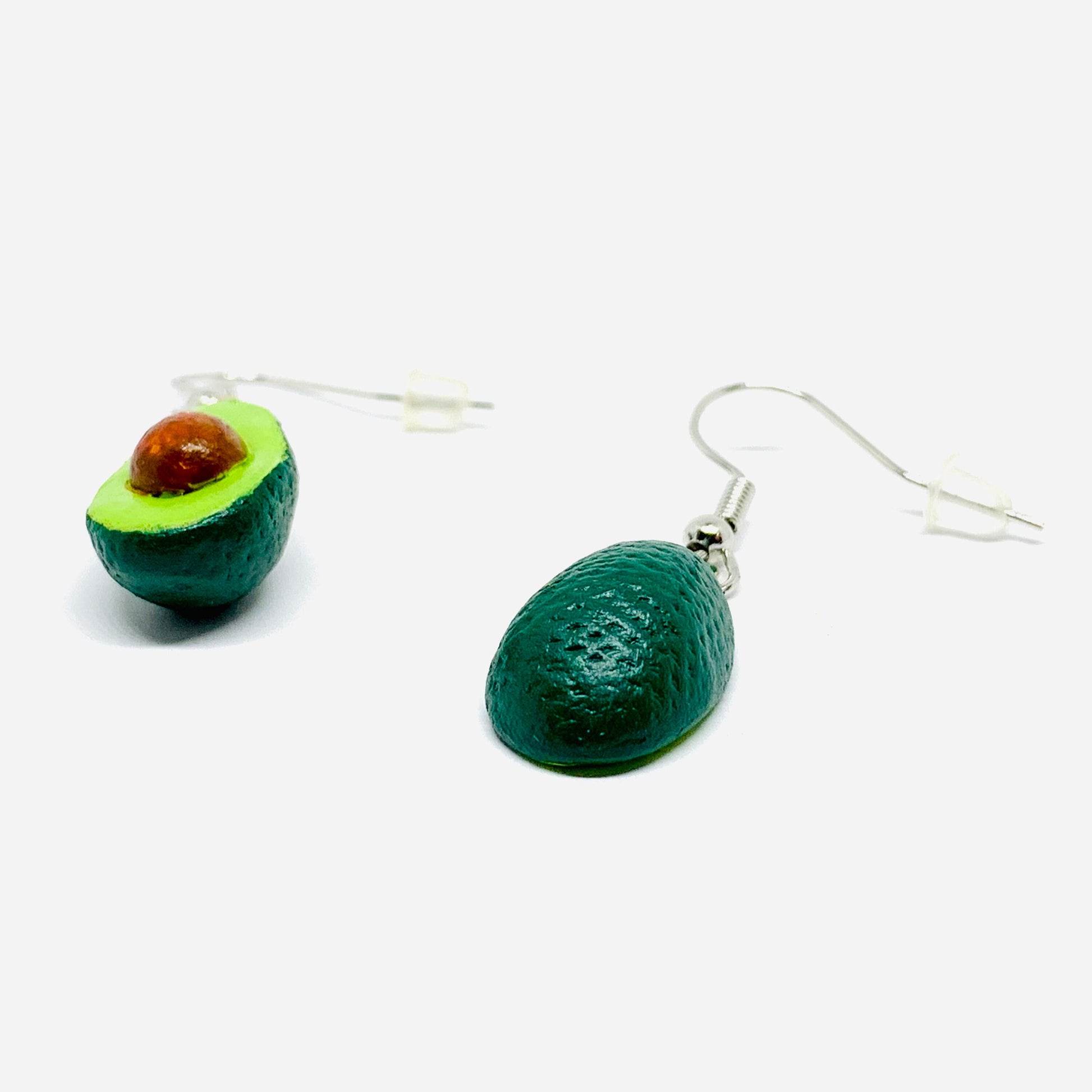 Handmade Clay Jewelry Avocado Halves Earrings Asymmetry Drop & Dangle Food Mexican Folk Art to Wear Artisan Aretes Aguacate Mujer Claywelry