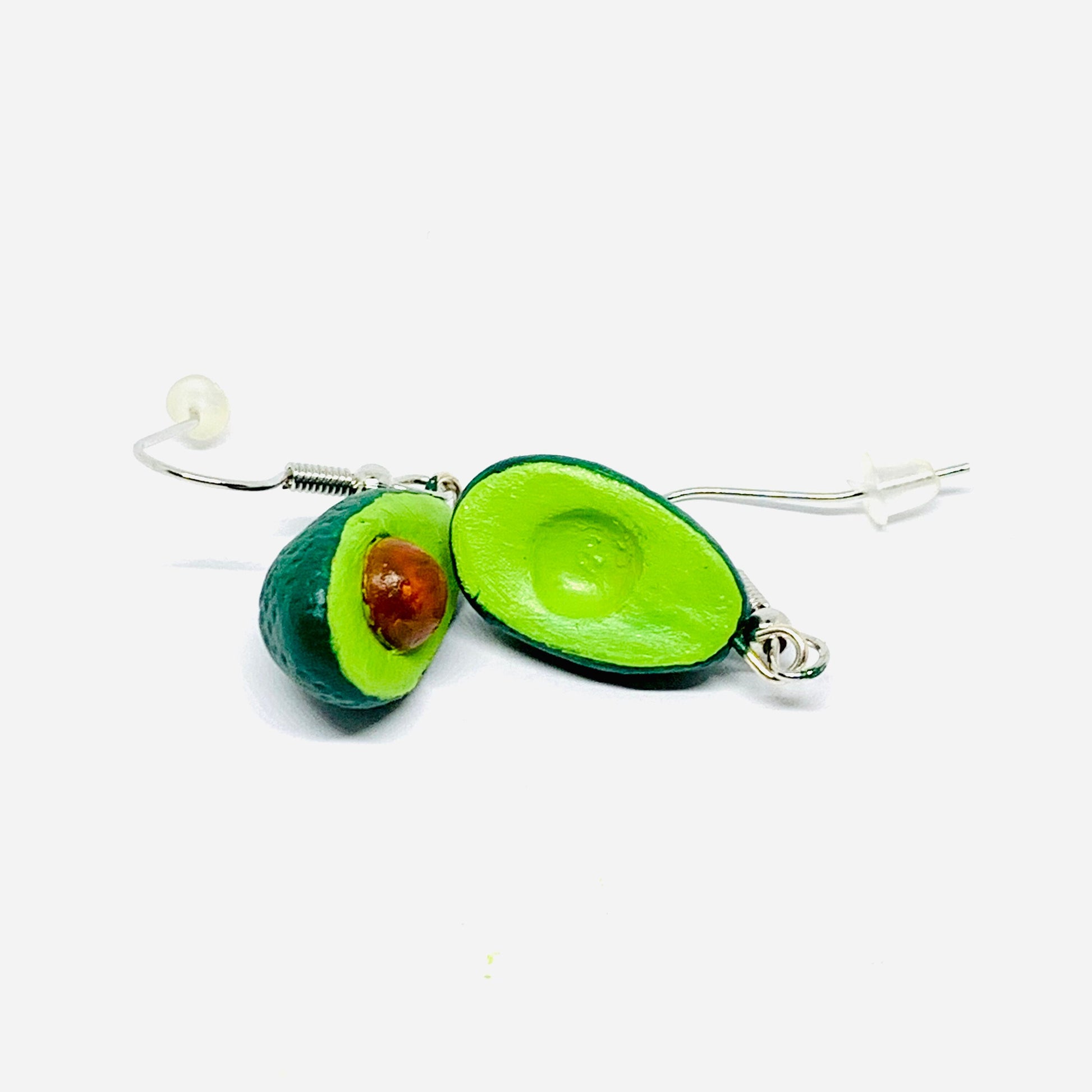 Handmade Clay Jewelry Avocado Halves Earrings Asymmetry Drop & Dangle Food Mexican Folk Art to Wear Artisan Aretes Aguacate Mujer Claywelry