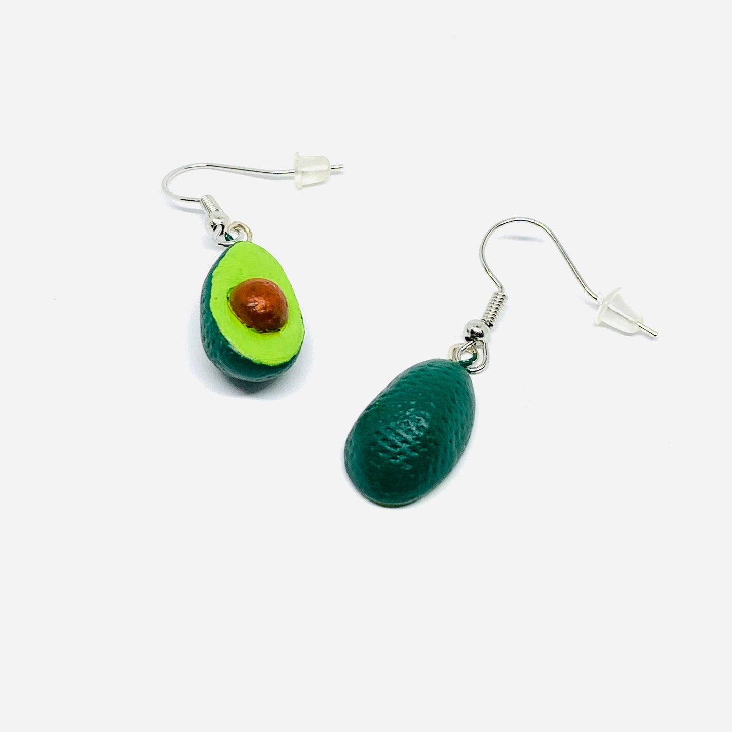 Handmade Clay Jewelry Avocado Halves Earrings Asymmetry Drop & Dangle Food Mexican Folk Art to Wear Artisan Aretes Aguacate Mujer Claywelry