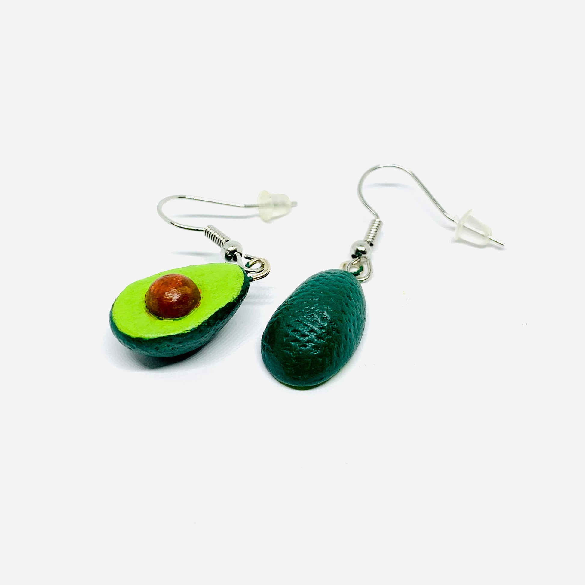 Handmade Clay Jewelry Avocado Halves Earrings Asymmetry Drop & Dangle Food Mexican Folk Art to Wear Artisan Aretes Aguacate Mujer Claywelry