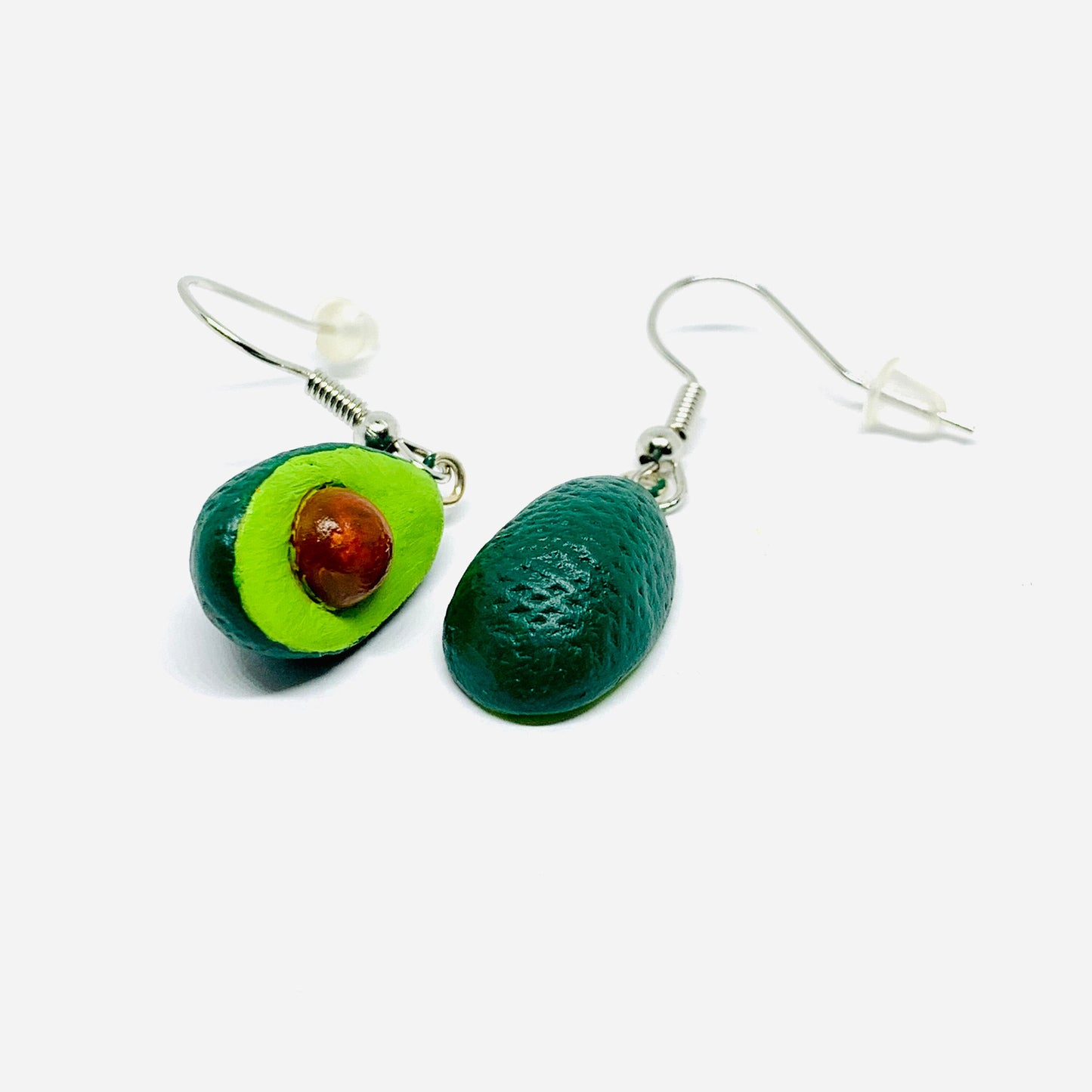 Handmade Clay Jewelry Avocado Halves Earrings Asymmetry Drop & Dangle Food Mexican Folk Art to Wear Artisan Aretes Aguacate Mujer Claywelry