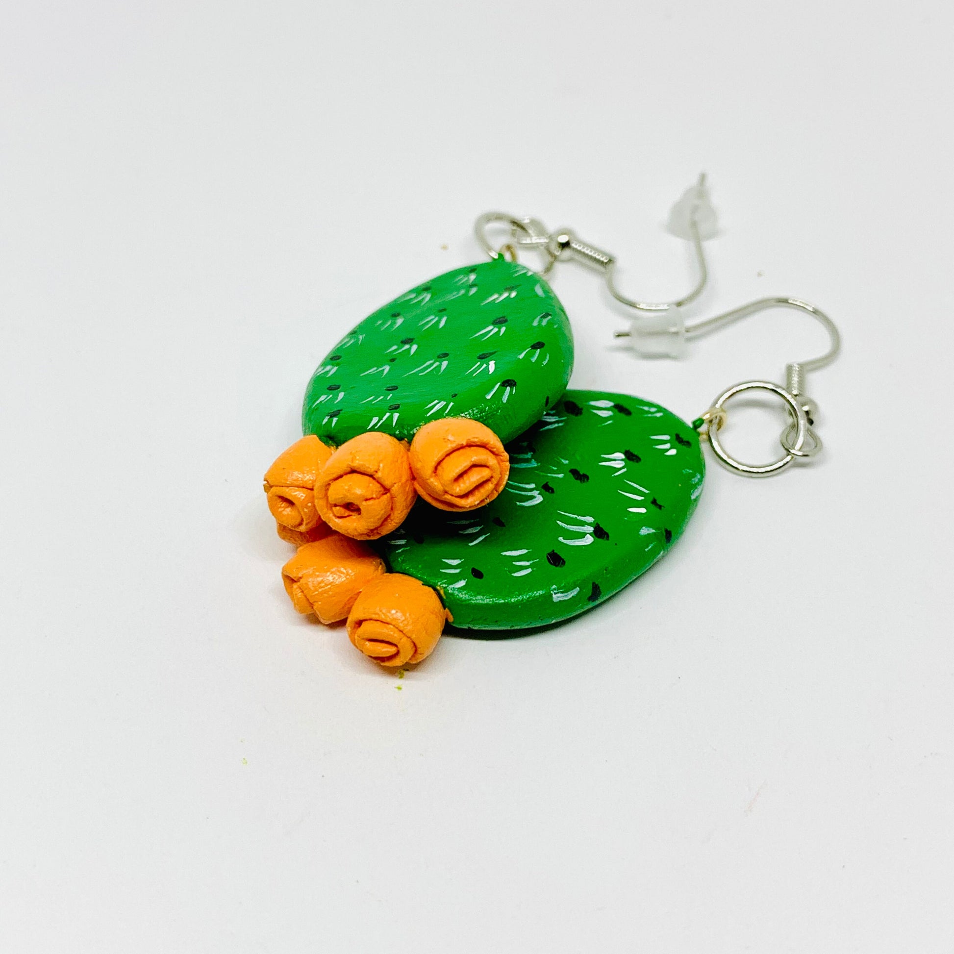 Artisan Yellow Flowers Cactus Clay Earrings Mexico Jewelry Artisan Wearable Art Fashion Summer Girls Women Gift Claywelry Nopal Aretes Mujer