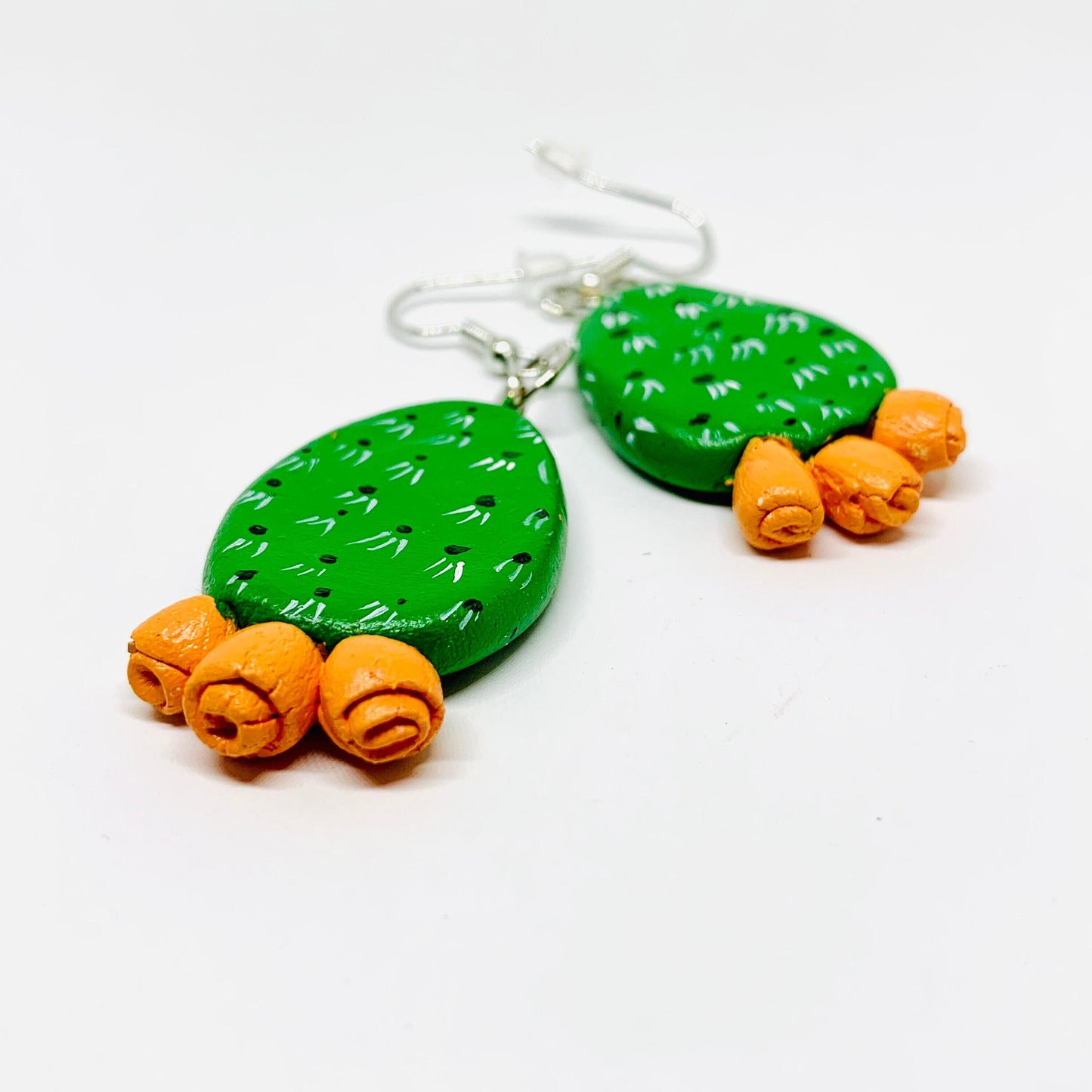 Artisan Yellow Flowers Cactus Clay Earrings Mexico Jewelry Artisan Wearable Art Fashion Summer Girls Women Gift Claywelry Nopal Aretes Mujer