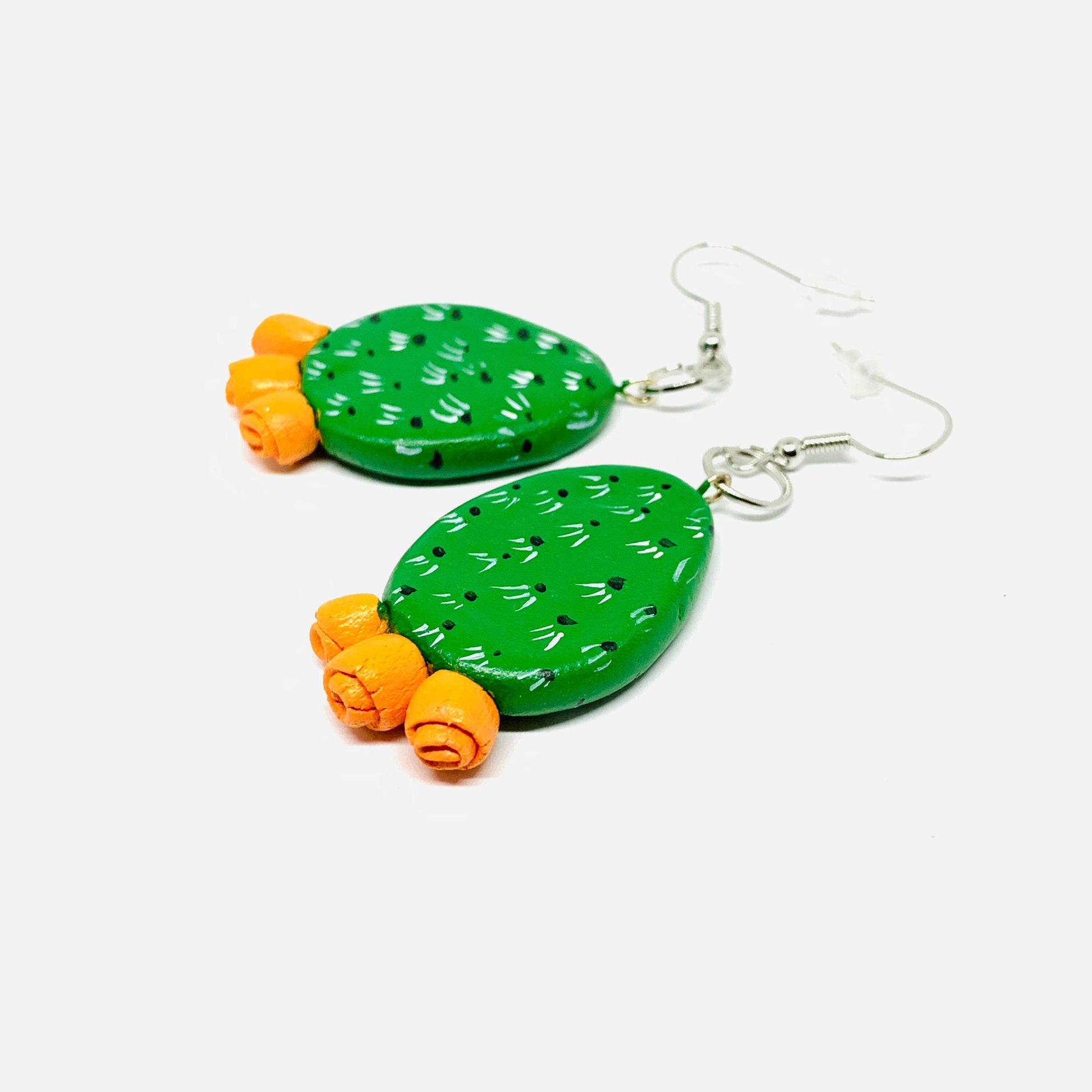 Artisan Yellow Flowers Cactus Clay Earrings Mexico Jewelry Artisan Wearable Art Fashion Summer Girls Women Gift Claywelry Nopal Aretes Mujer