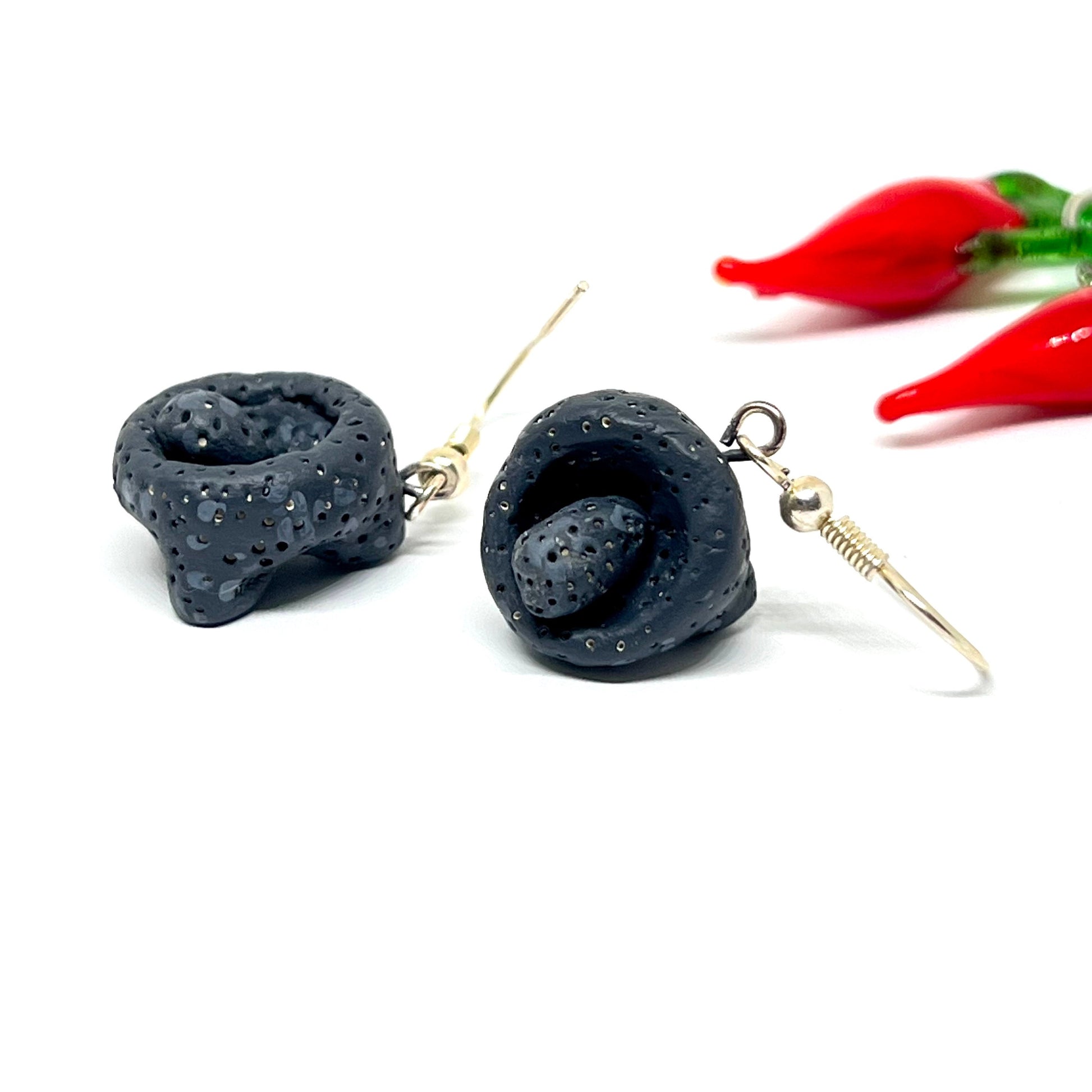 Mexican Stone Grinder Clay Earrings Molcajete Traditional Mortar Handmade Hand Painted Clay Jewelry Mexico Folk Art Women Girls Drop Dangle