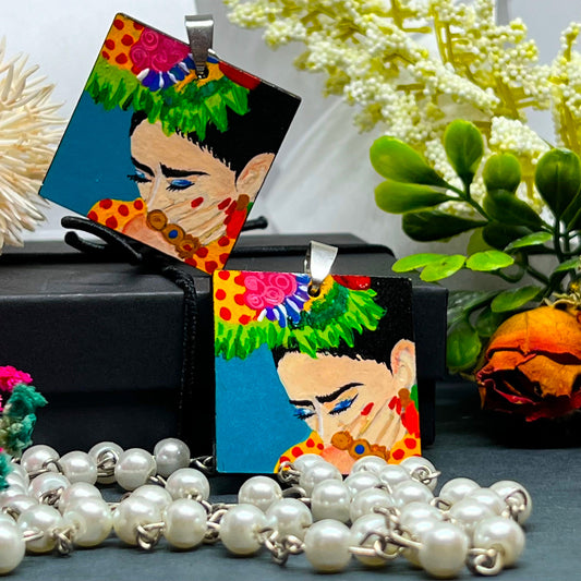 Enchanting and Majestic Frida Earrings Colorful Mexican Artist Portrait Jewelry Painted by Hand Artisan Mexico Folk Art to Wear Woman Gift