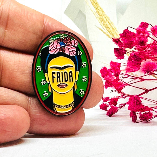 FRIDA Pin Back Button Bohemian Brooch Mexican Artist Icon Portrait Fridalovers Gift Idea Badge Girls and Women Trendy Frida Inspired Fashion