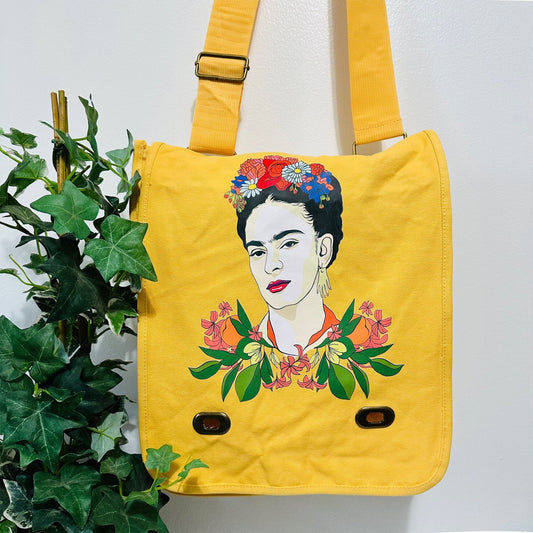 Vibrant Frida Inspired Bag Yellow Dandy Lion Color Cross-body Shoulder Canvas Bag for Girls and Women Fridalovers Fashion Mother's Day Gift