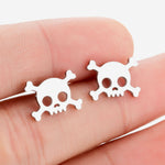 Mexican silver skull earrings. Mini stud silver pendants by fridamaniacs jewelry and accessories