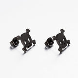 Black skull earrings. Mini stud silver pendants by fridamaniacs jewelry and accessories
